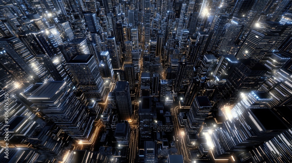A vibrant cityscape showcases glowing buildings and illuminated streets, creating a striking visual of urban life during nighttime A vibrant cityscape showcases glowing buildings and illuminated streets, creating a striking visual of urban life during nighttime