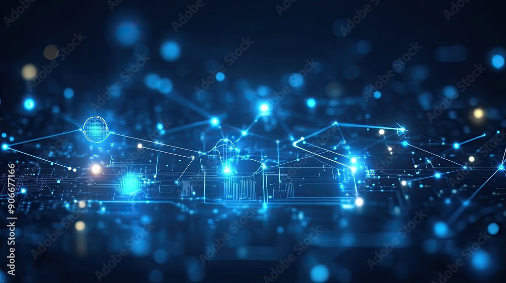 Obraz premium Abstract digital circuit board on technology blue background.