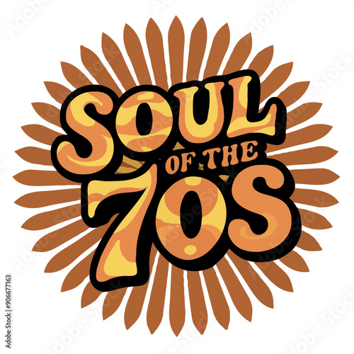 Vintage 1970s T-Shirt Design with Psychedelic Soul of the 70s