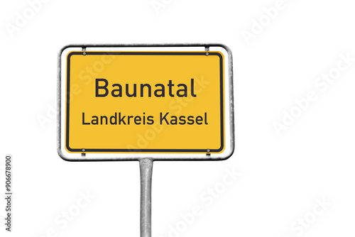 Ortstafel, Baunatal, Landkreis Kassel, freigestellt als PNG, (Symbolbild) photo