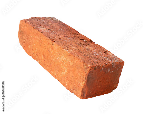 Bild auf Leinwand Side view of old red or orange brick isolated with clipping path in png file for