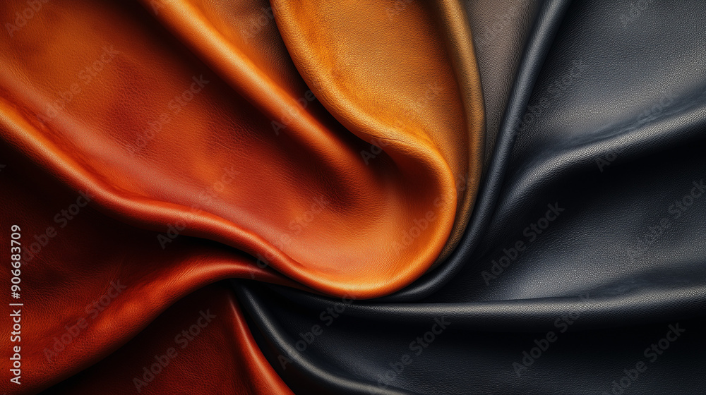 Fototapeta premium Elegant shades of premium leather, featuring bright reds and additional colors, demonstrating the exquisite texture of natural, high-end leather. 