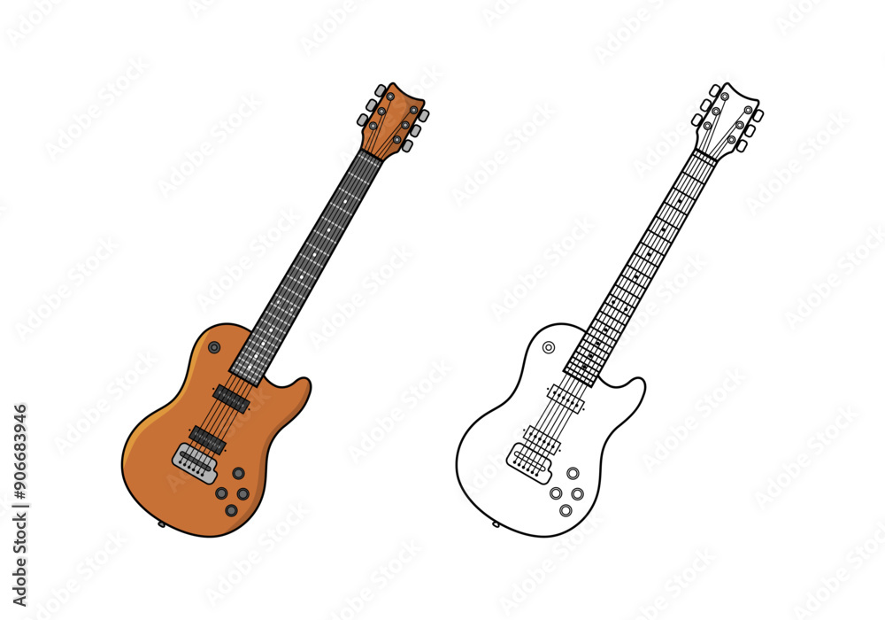 Obraz premium Electric Guitar Design Illustration vector eps format suitable for your design needs logo illustration animation etc