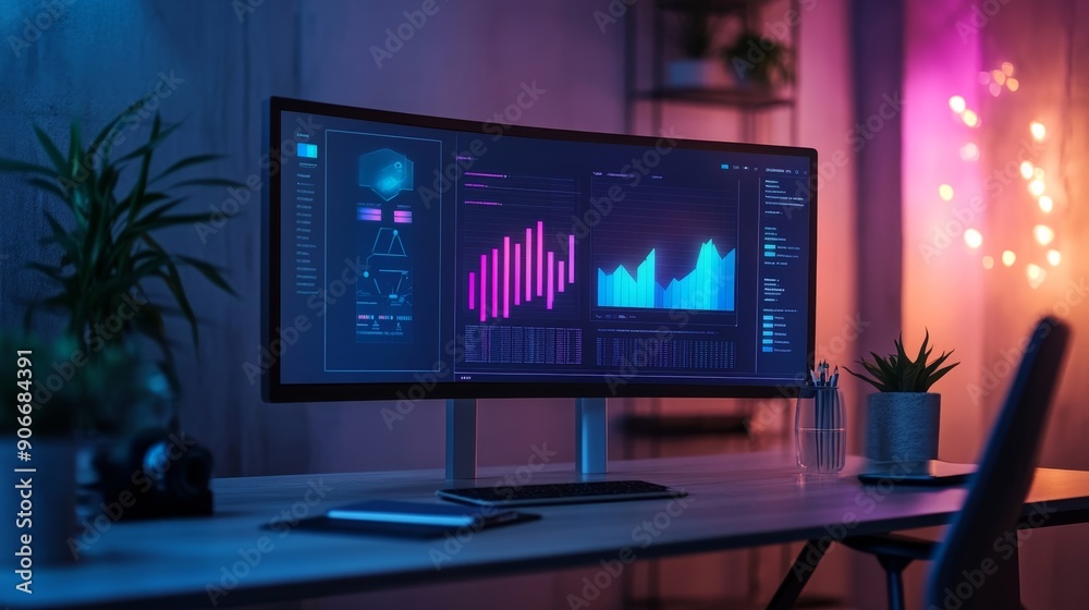 Modern Workspace with SEO Graph, Content Creation and Digital Marketing Concept. Modern Workspace with SEO Graph, Content Creation and Digital Marketing Concept.