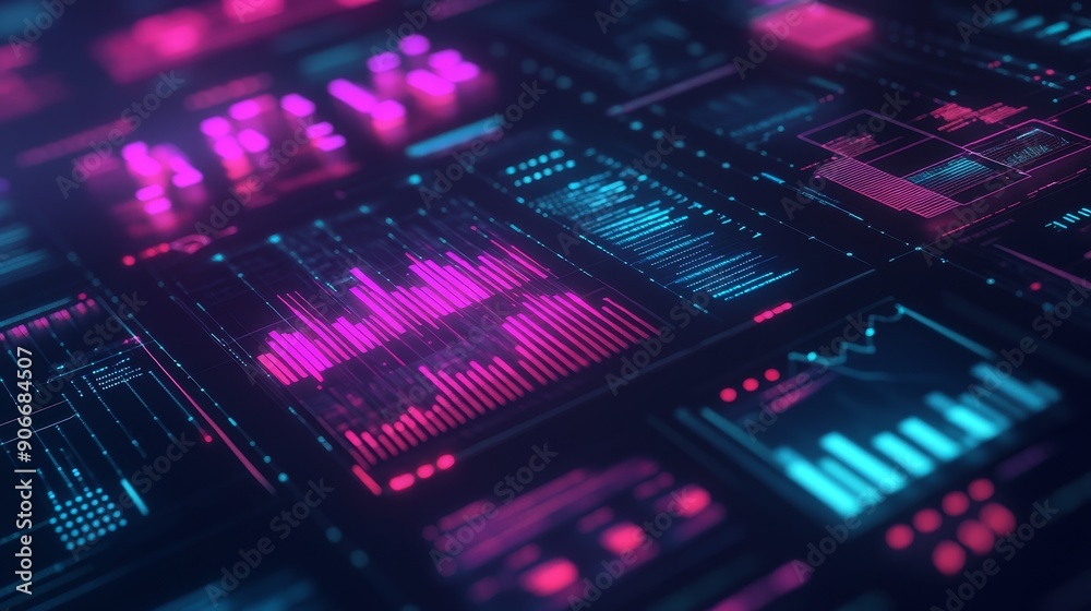 Futuristic Analytics Dashboard for Boosting Brand Loyalty in Vibrant Digital Background. Futuristic Analytics Dashboard for Boosting Brand Loyalty in Vibrant Digital Background.