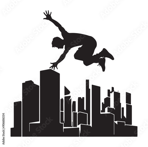 PARKOUR silhouette vector isolated on white background