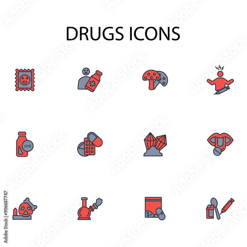 drugs icon set.vector.Editable stroke.linear style sign for use web design,logo.Symbol illustration.