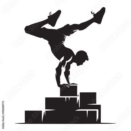 PARKOUR silhouette vector isolated on white background