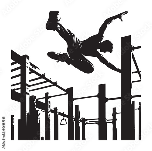 PARKOUR silhouette vector isolated on white background