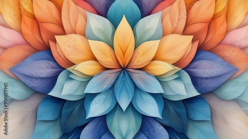 Wallpaper Mural Abstract colorful floral pattern with a symmetrical design.  Perfect for backgrounds, textiles, or artwork. Torontodigital.ca