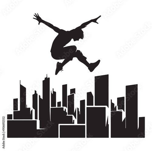 PARKOUR silhouette vector isolated on white background