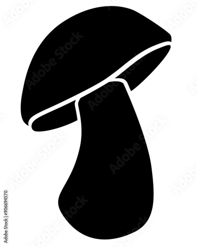 Boletus edulis, penny bun edible forest mushroom - vector silhouette picture for logo or pictogram. Porcino mushroom for sign or icon	