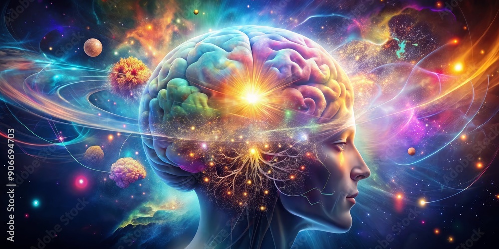 Fototapeta premium Cosmic Brain, Digital Art, Human Brain, Galaxy, Space , Mind , Consciousness