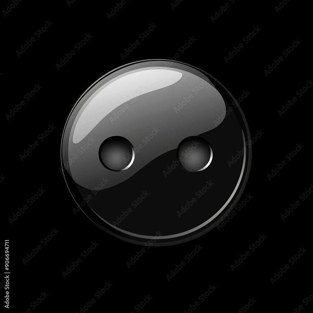 Fototapeta premium Stylish glossy black button with a minimalist design