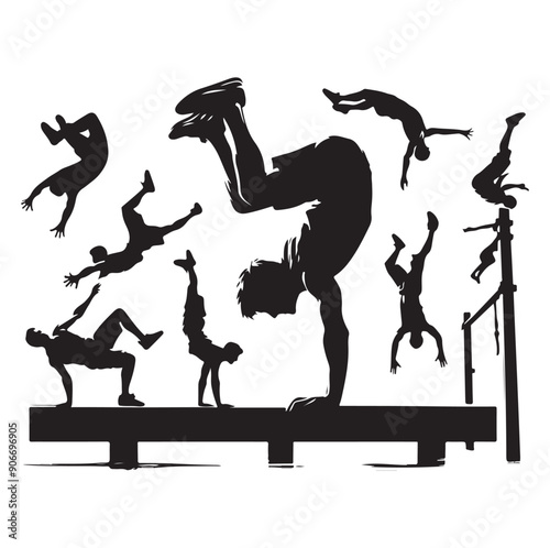 PARKOUR silhouette vector isolated on white background