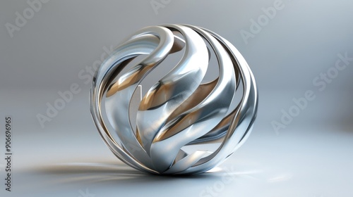 Abstract Metallic Sphere Sculpture