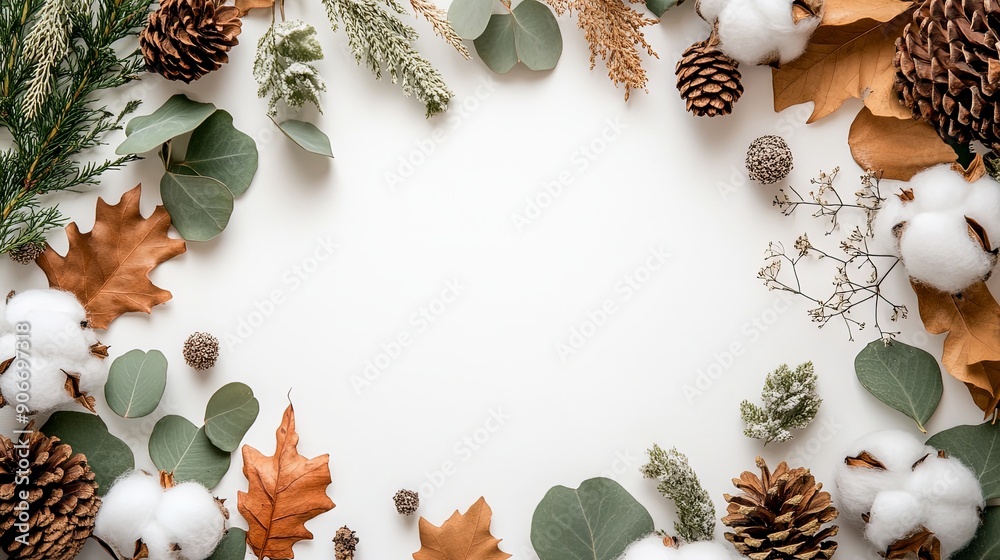 Autumn Inspired Frame With Natural Elements Autumn Inspired Frame With Natural Elements