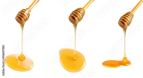 Set honey spill, Sweet honey spill drip isolated transparent png