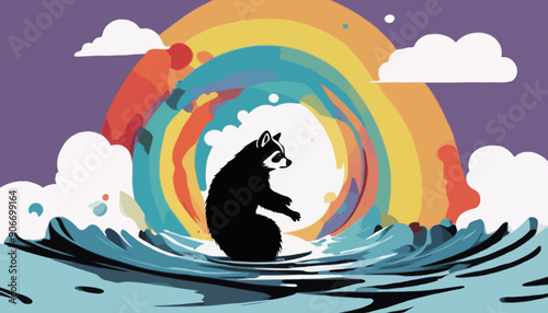 Ein Waschbär. Eine Vektor - Grafik für soziale Medien, Logo, Icon u. s. w.