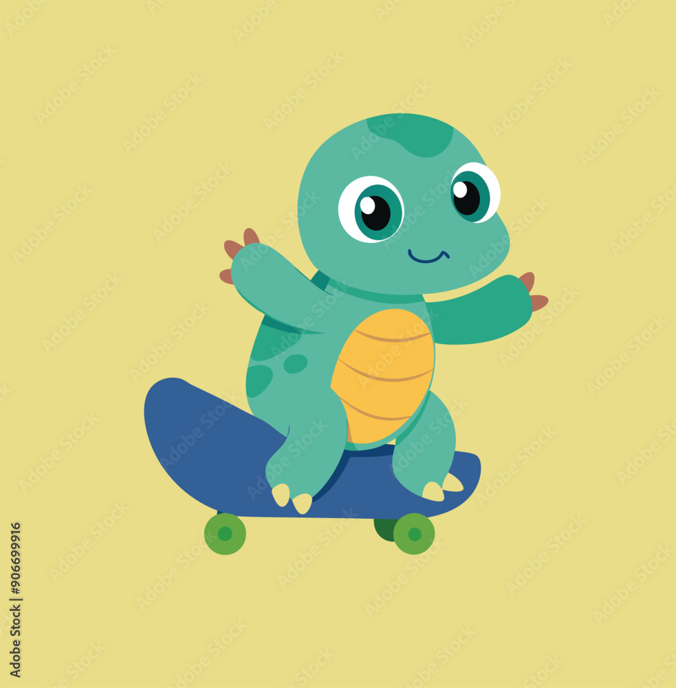 Naklejka premium turtle plays skateboard 