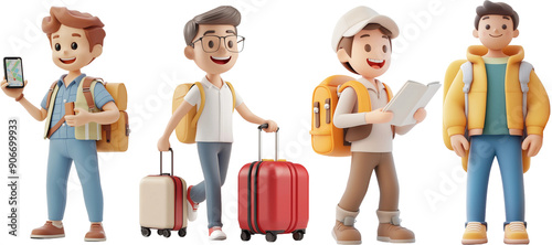  3d cartoon a man going on a trip