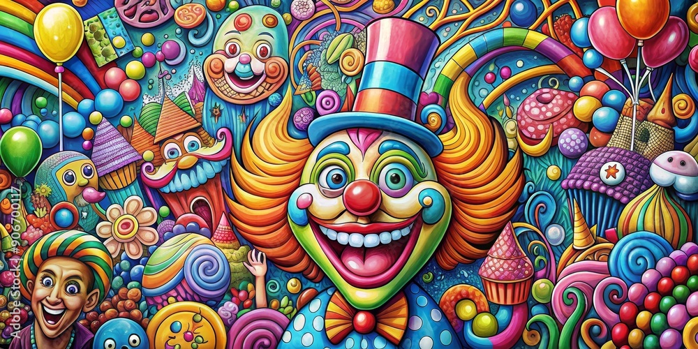 The Joyful Carnival of Colors A Digital Painting of a Clown and a Whimsical World, digital art , clown , carnival , colorful , illustration The Joyful Carnival of Colors A Digital Painting of a Clown and a Whimsical World, digital art , clown , carnival , colorful , illustration