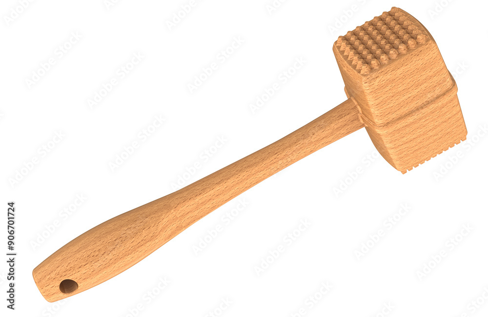 Wood Meat Mallet Tenderizer, 3D rendering isolated on transparent background Wood Meat Mallet Tenderizer, 3D rendering isolated on transparent background