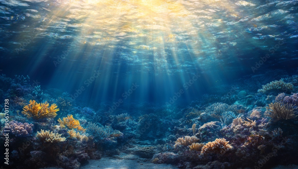 A blue sea under a blue sky based on stock photos