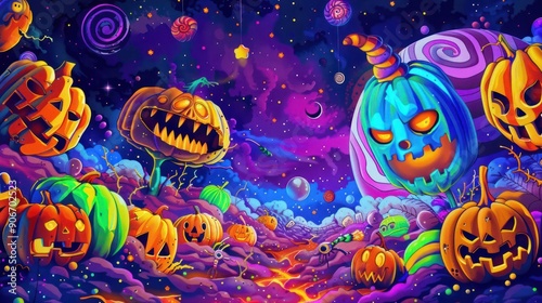 Playful Halloween Stickers Alien candy effect