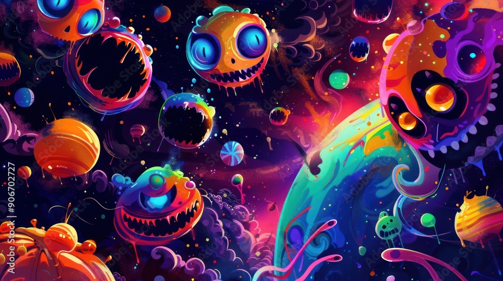 Playful Halloween Stickers Alien candy effect Playful Halloween Stickers Alien candy effect