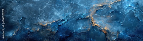 Abstract Blue and Gold Marble Texture Background with Cracked Patterns and Vibrant Colors