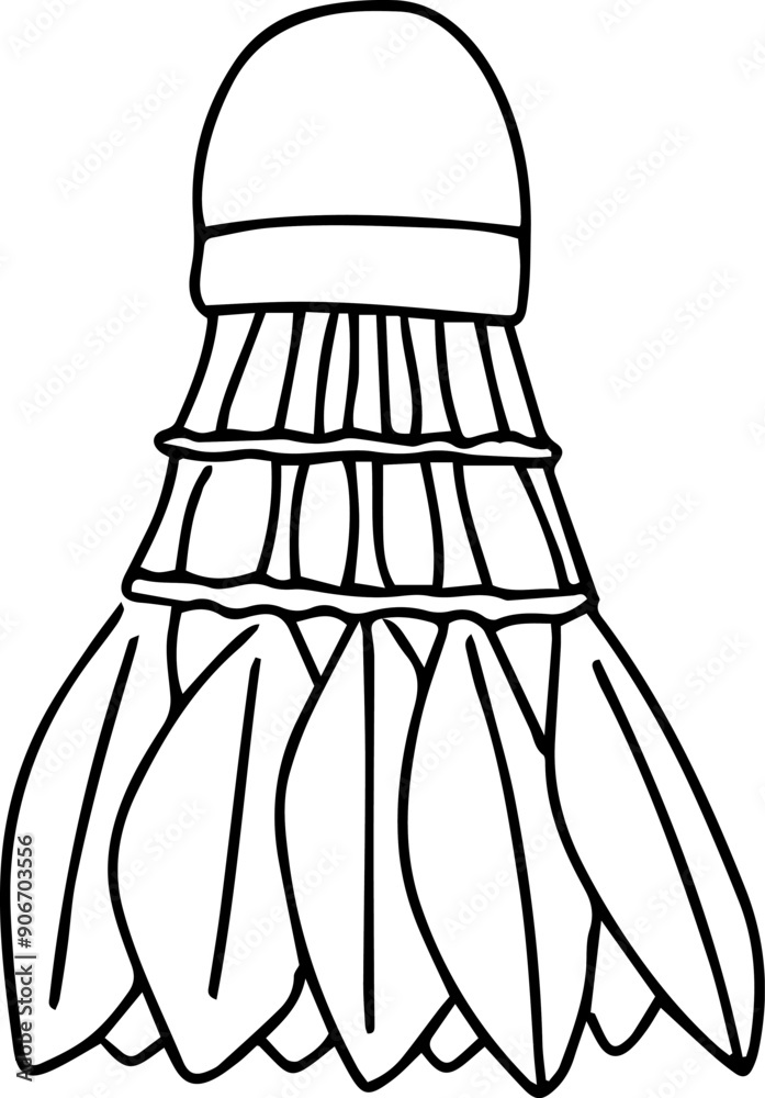 Fototapeta premium Hand Drawn Badminton Shuttlecock. Black and white vector Illustration