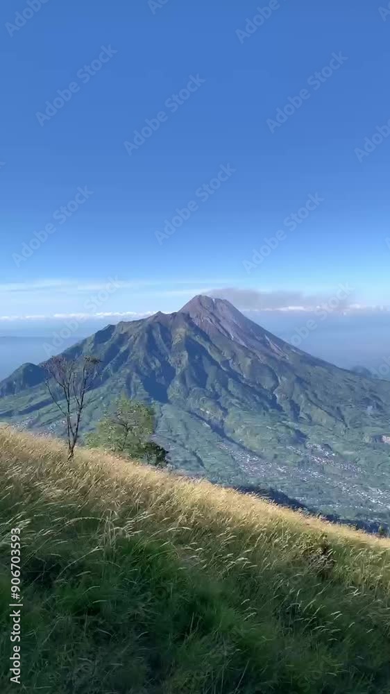 landscape with view merapi mountain and sky landscape with view merapi mountain and sky