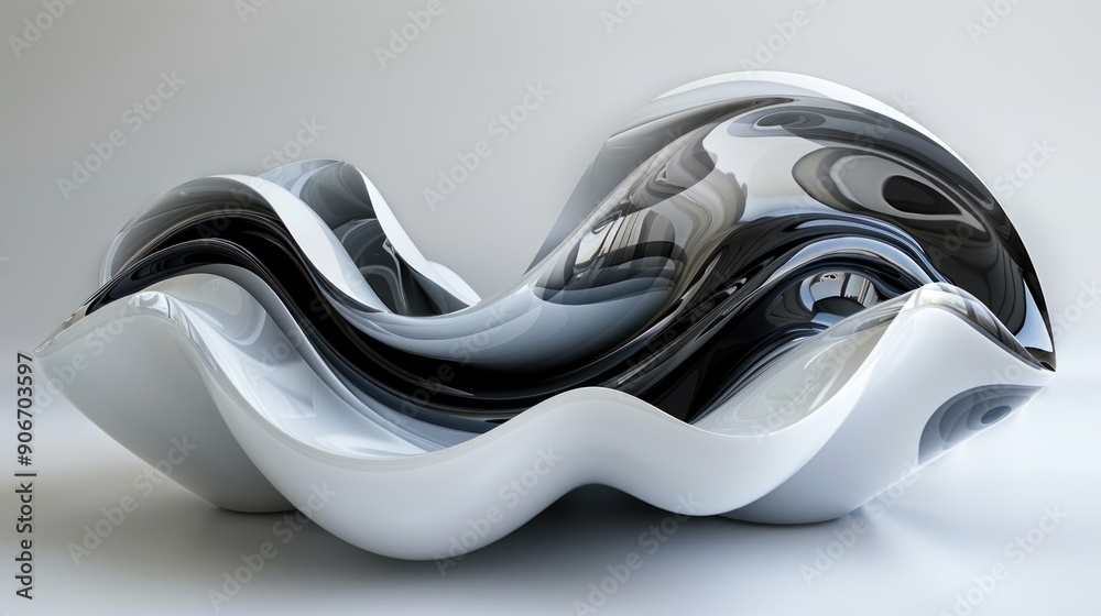 Abstract Sculptural Form in Black and White Abstract Sculptural Form in Black and White