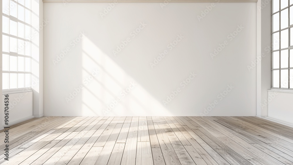 Empty room with white walls and wooden floor Empty room with white walls and wooden floor