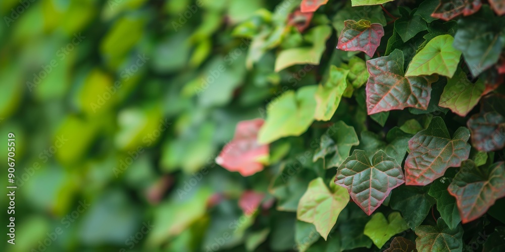 A close-up view of lush green and red ivy leaves forming a natural wall, emphasizing nature and growth. A close-up view of lush green and red ivy leaves forming a natural wall, emphasizing nature and growth.