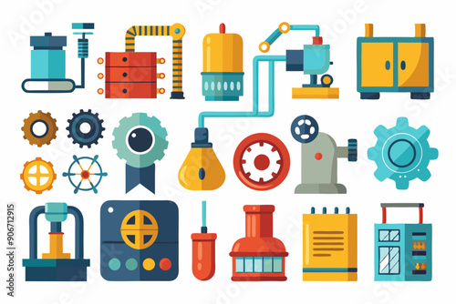  A set of bunch of realistic vector industrial design icons. Featuring tools, machinery, and product prototypes, vector art illustration