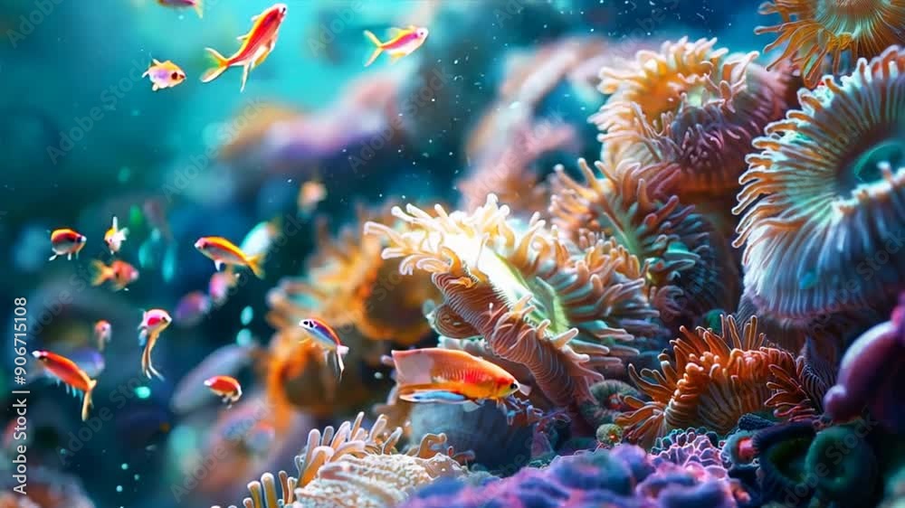 Underwater macro photography of a coral reef teeming with marine life ...