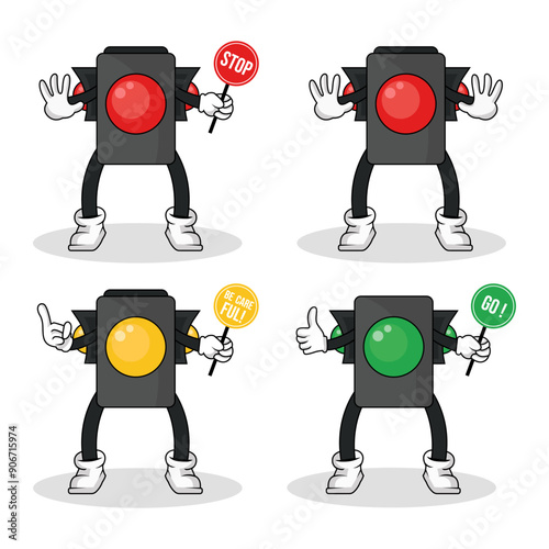 Wallpaper Mural Traffic light mascot set,red,yellow,green,good for education and etc Torontodigital.ca