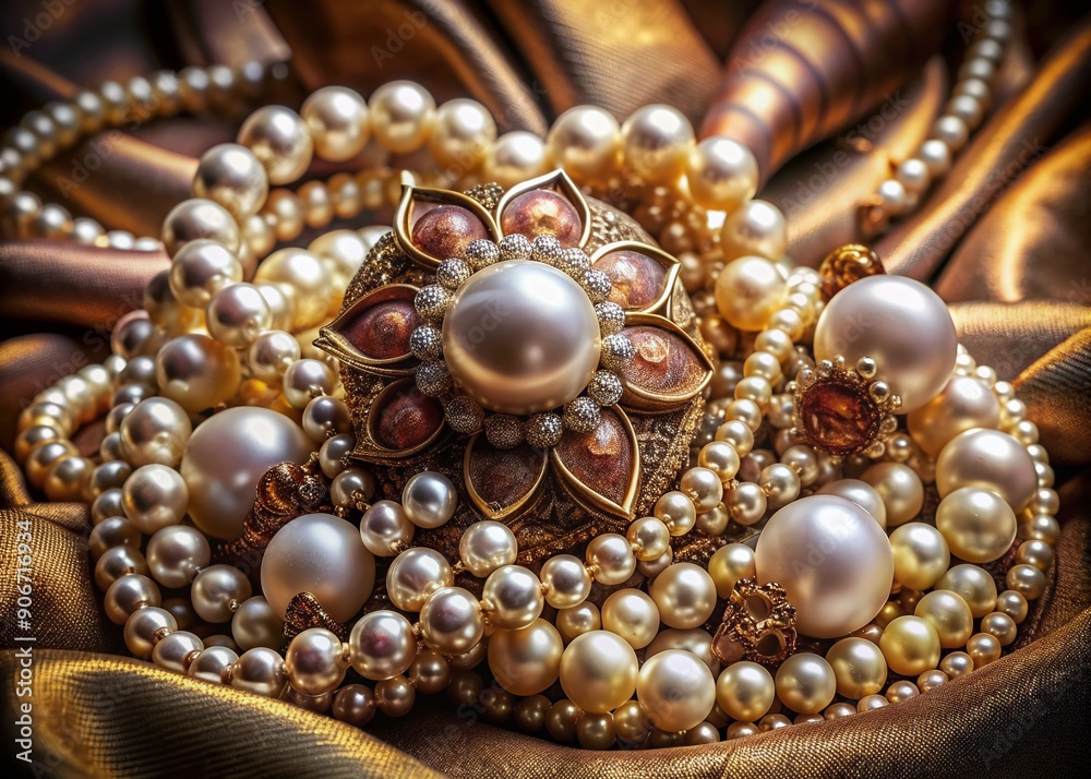 Elegant abstract composition featuring lavish jewelry, pearls, and ornate details, evoking sophistication and luxury, perfect for representing refinement and opulence. Elegant abstract composition featuring lavish jewelry, pearls, and ornate details, evoking sophistication and luxury, perfect for representing refinement and opulence.