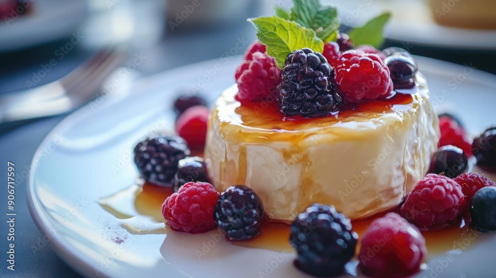 Elegant serving of baked brie with a honey drizzle and fresh berries. Elegant serving of baked brie with a honey drizzle and fresh berries.
