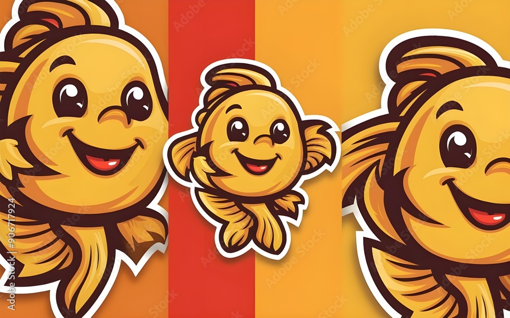 Fototapeta premium Vector Illustration of Cute Golden Fish for Sublimation Mascots