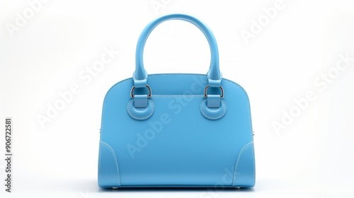 Womens stylish blue leather bag isolated on white background. Neural network ai generated art