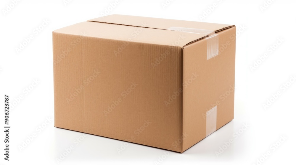 Large cardboard postal box courier parcel isolated on white. Neural network ai generated art Large cardboard postal box courier parcel isolated on white. Neural network ai generated art