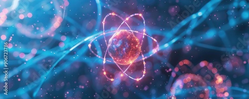 Wallpaper Mural Atomic protons, fundamental atomic structure, top view, source of positive charge, robotic tone, colored pastel, uhd, copy space for text, Torontodigital.ca