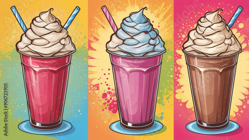 Wallpaper Mural milk shake with pop art and vector style Torontodigital.ca