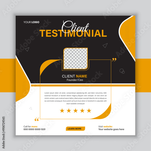 Client testimonial vector design template, client testimonial social media web banner template, customer feedback testimonial vector template, client review template.