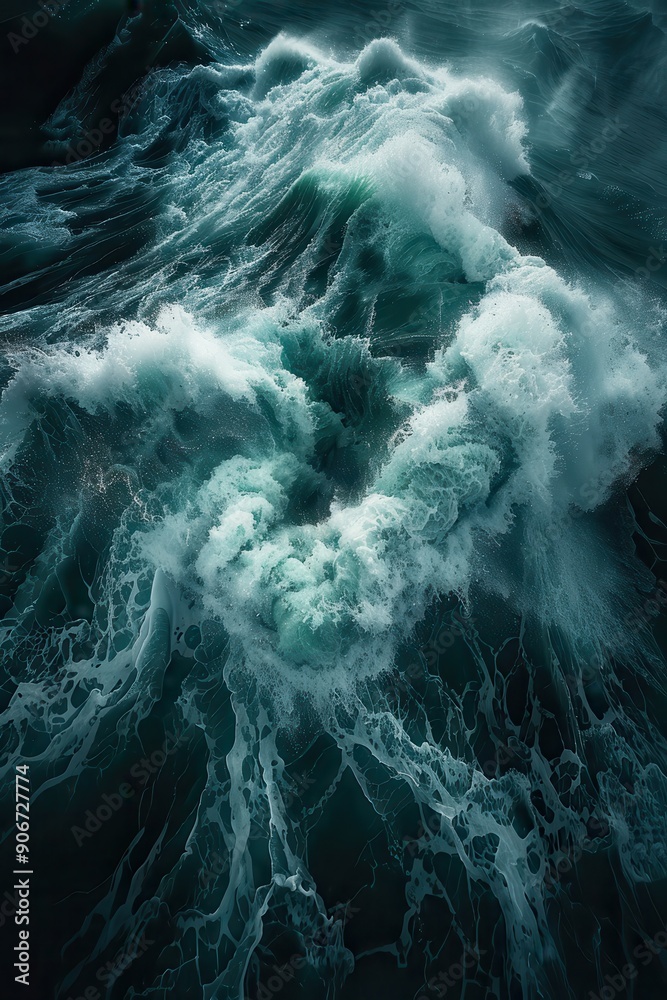 Dramatic Ocean Waves Crashing with Powerful Force in Turbulent Sea Captured in High Detail Dramatic Ocean Waves Crashing with Powerful Force in Turbulent Sea Captured in High Detail