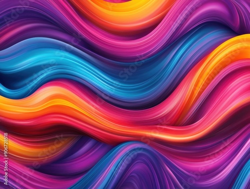 Colorful abstract wave pattern featuring vibrant swirling shapes in shades of pink, blue, purple, and orange, perfect for backgrounds or designs.