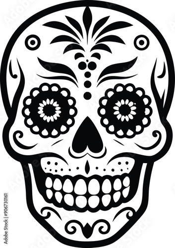 dia de muertos silhouette illustration black and white